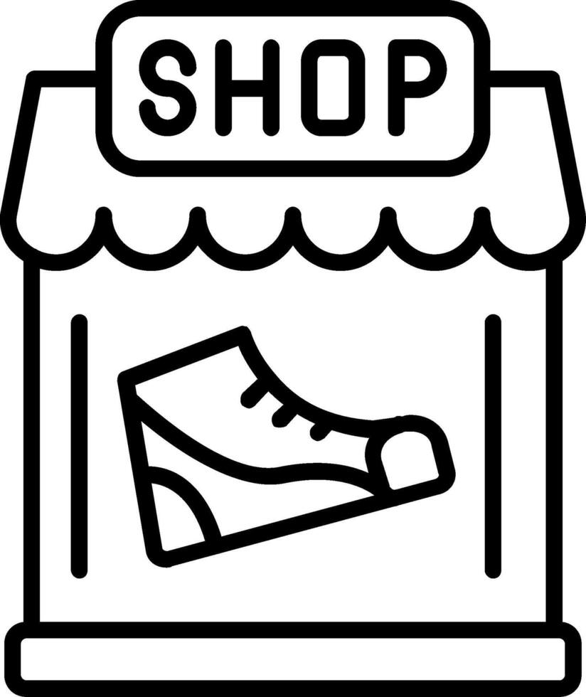 icono de línea de tienda de zapatos vector