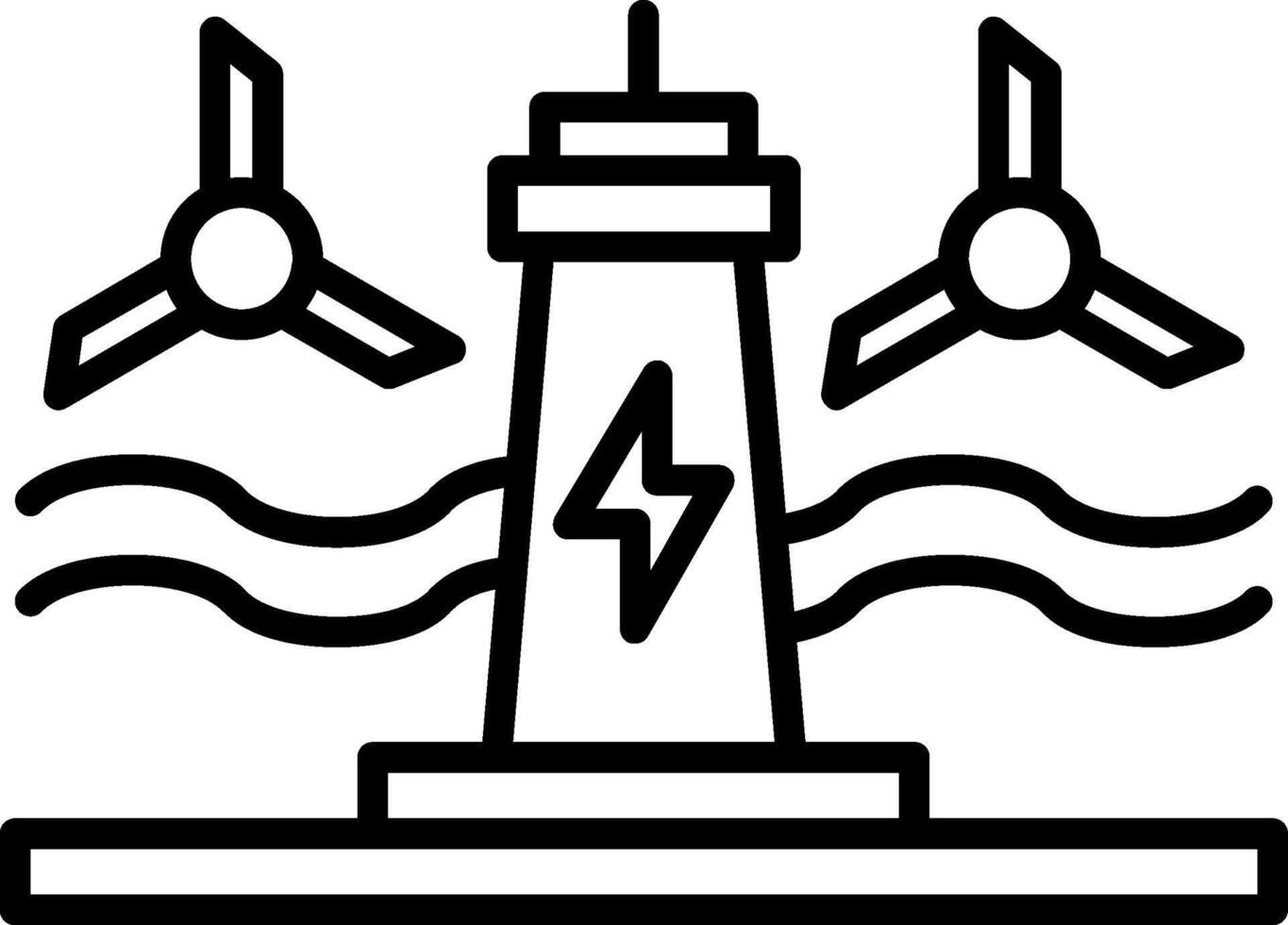 Tidal Power Line Icon vector