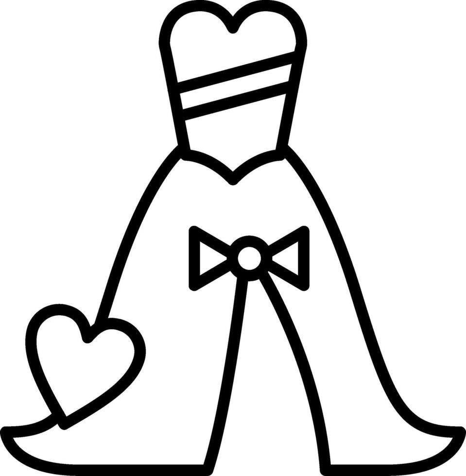 icono de línea de vestido de novia vector