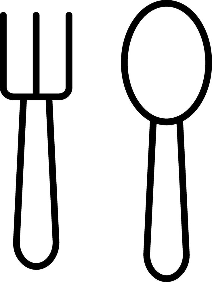 Spoon And Fork Line Icon vector