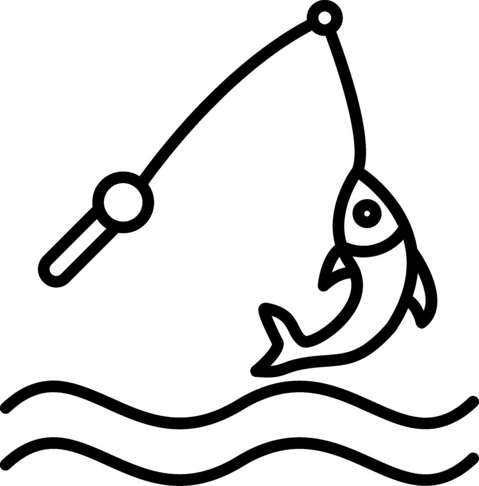 icono de línea de pesca vector