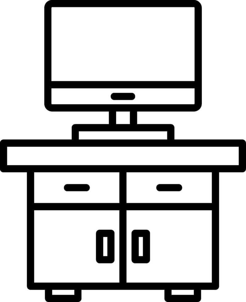 Tv Table Line Icon vector