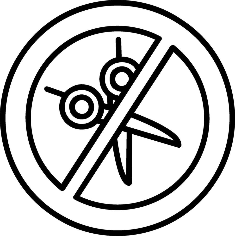 No tijeras línea icono vector