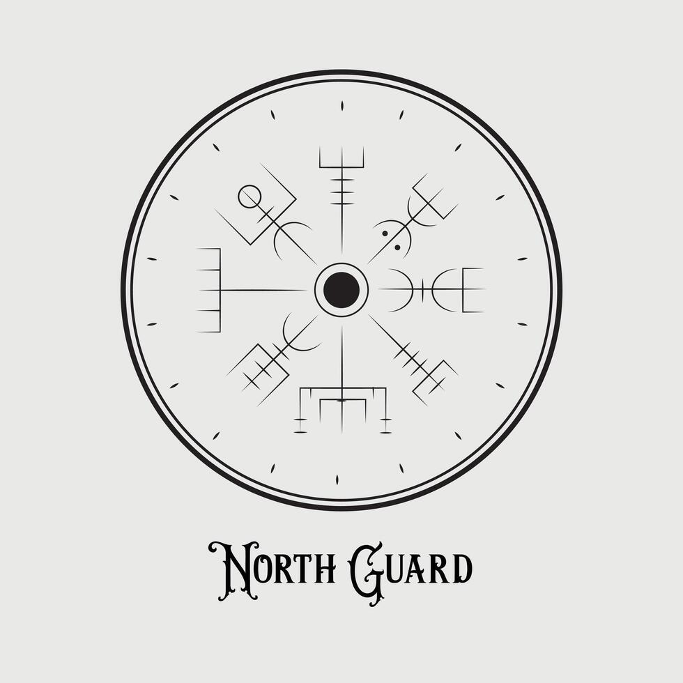 Vegvisir Viking Compass Line Icon. Illustration Isolated On Grey Background vector