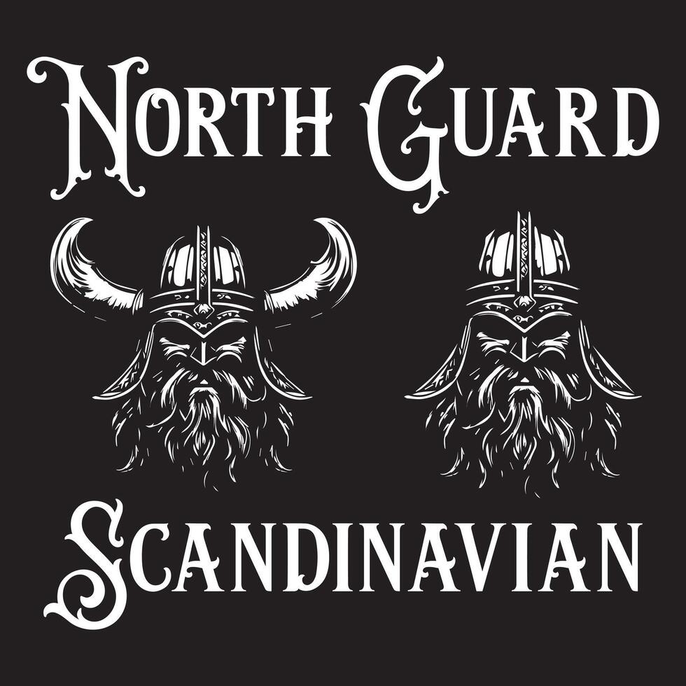 Set Of Viking Head With Beard Logos. Symbols For Tattoos, Emblems Or Logos, Isolated On A Black Background vector