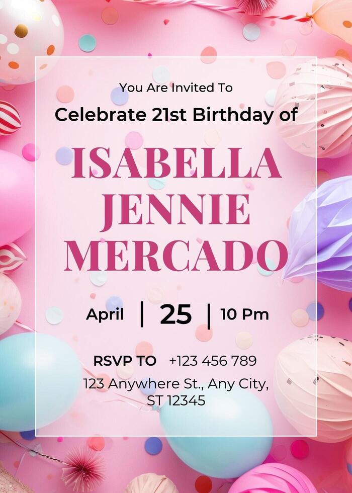 Invitation 21st Birthday template