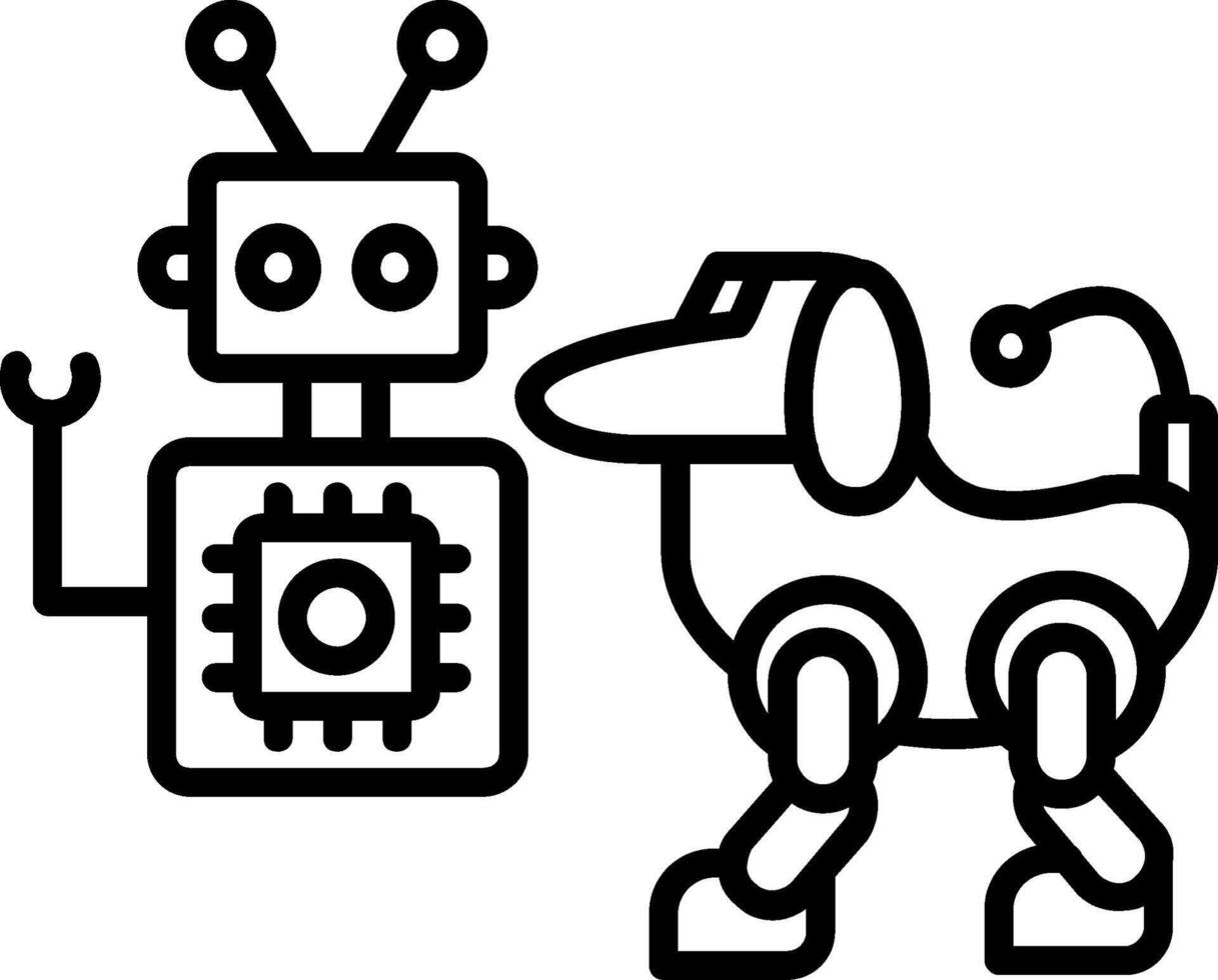 icono de línea de robot vector