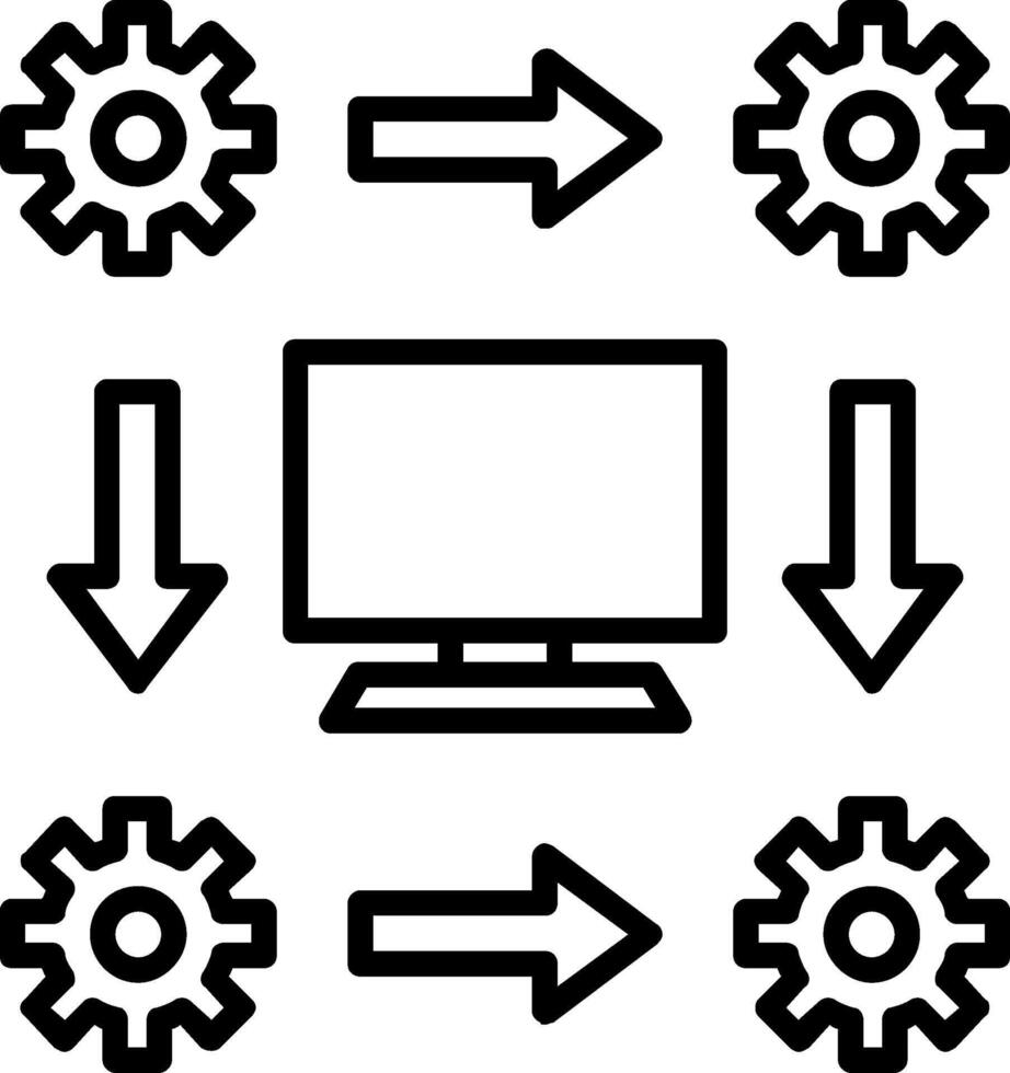 icono de línea de flujo de trabajo vector