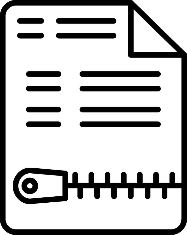 Zip File Line Icon vector