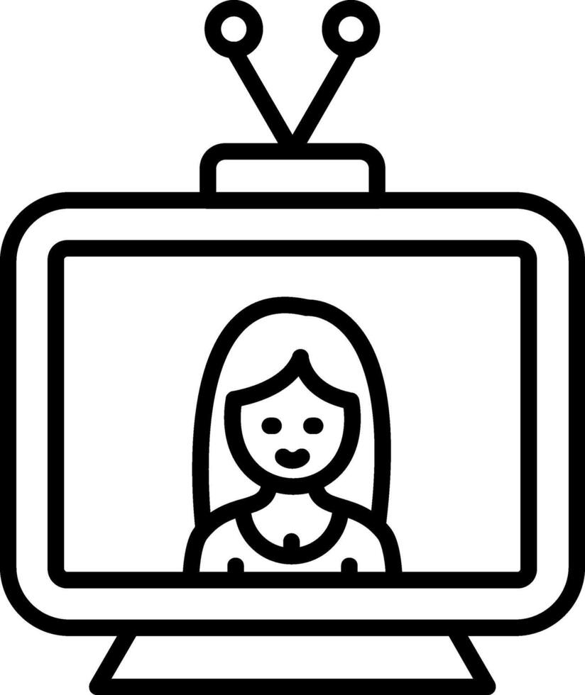 icono de línea de televisión vector