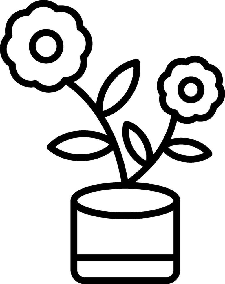 Flowerpot Line Icon vector