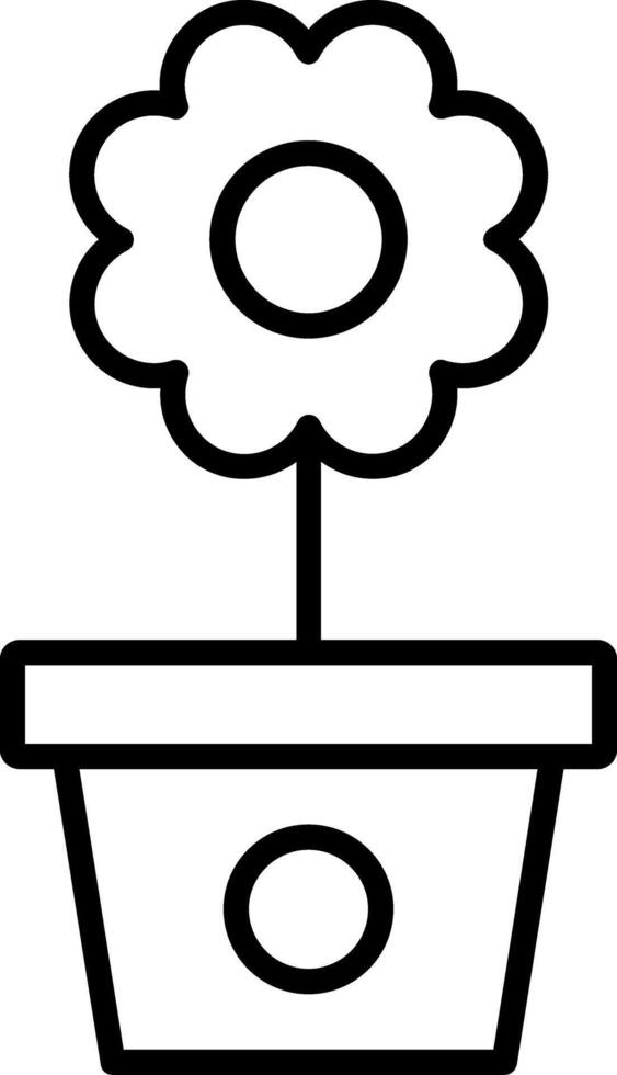 Flower Pot Line Icon vector