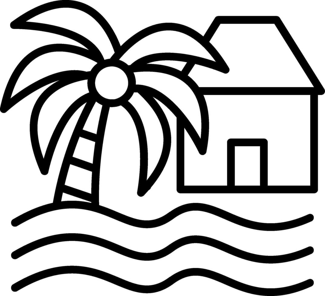 Beach House Line Icon vector