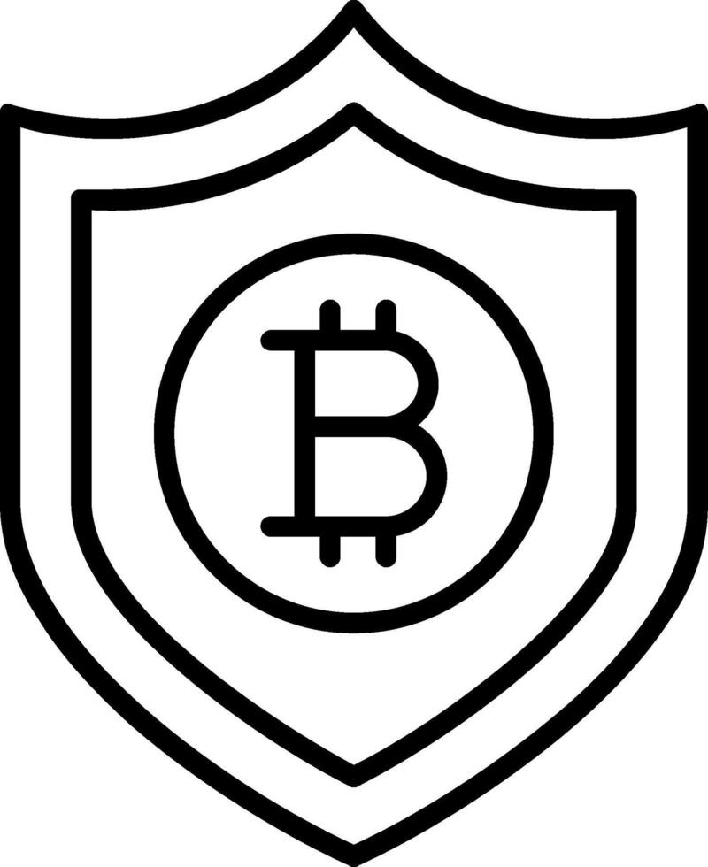 bitcoin seguro línea icono vector