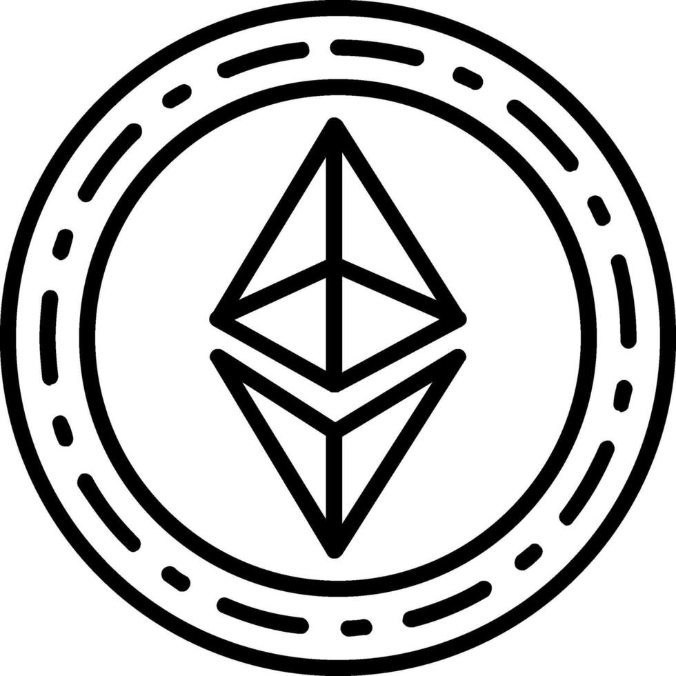 ethereum moneda línea icono vector