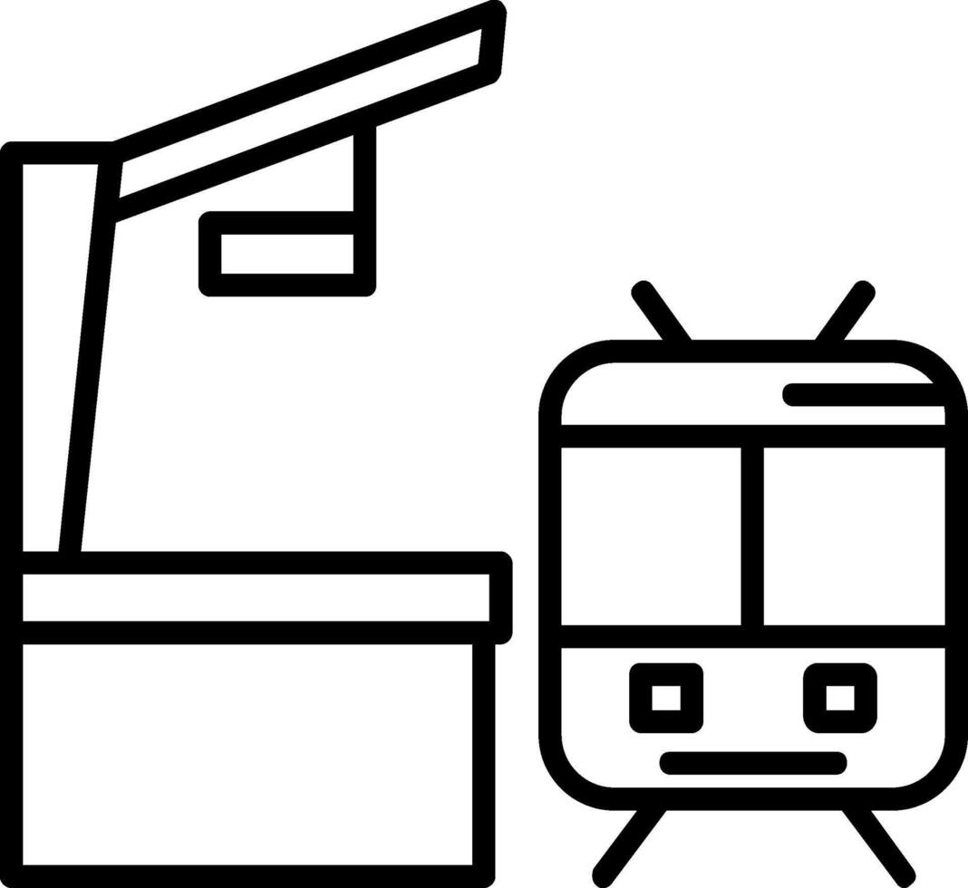 Railroad Station Line Icon vector