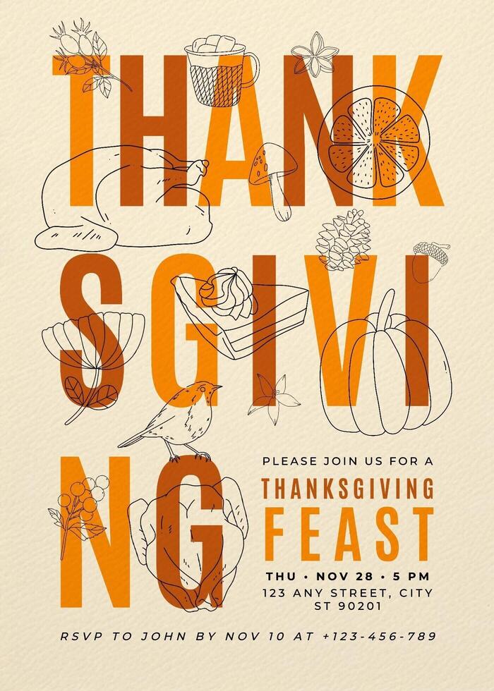 Thanksgiving Feast Invitation Card Template