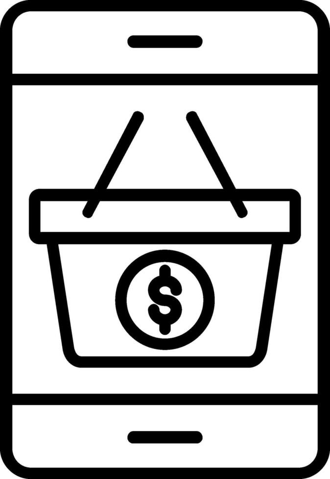 Mobile Shopping Line Icon vector
