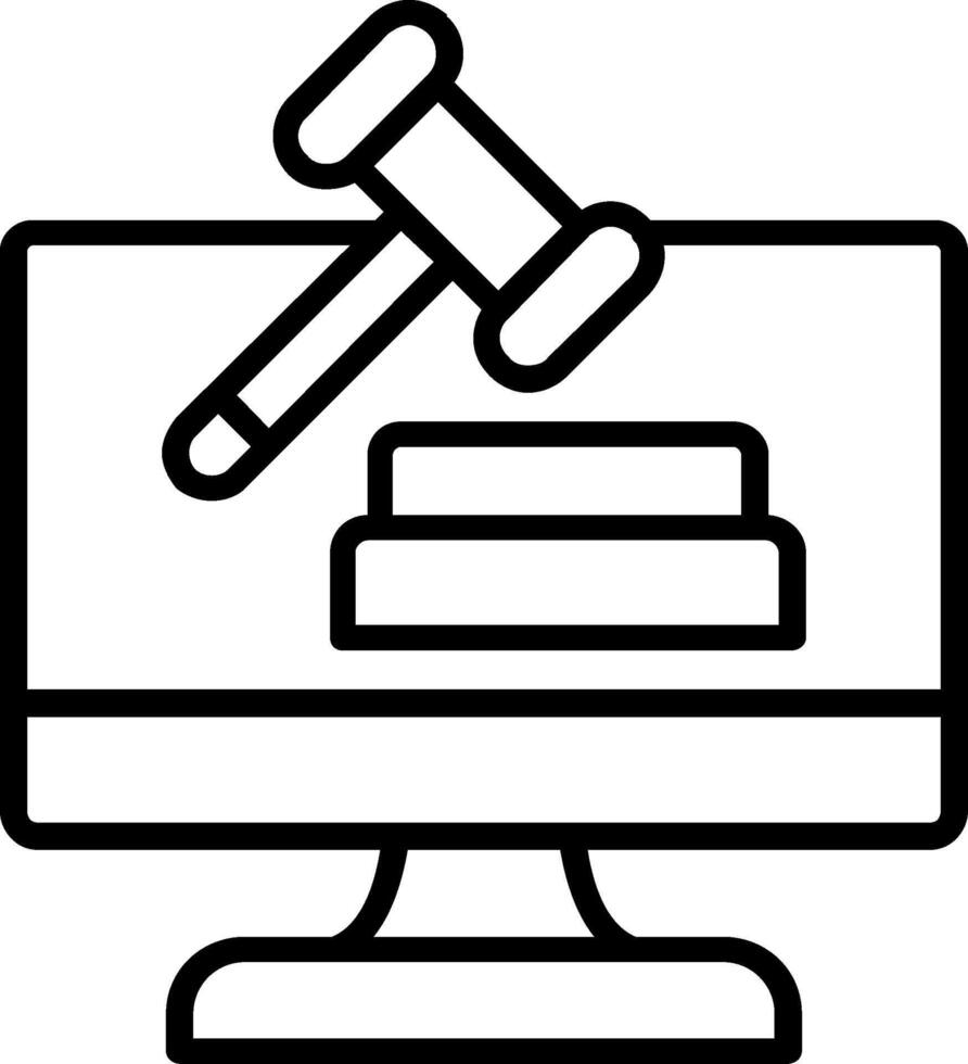 Online Auction Line Icon vector