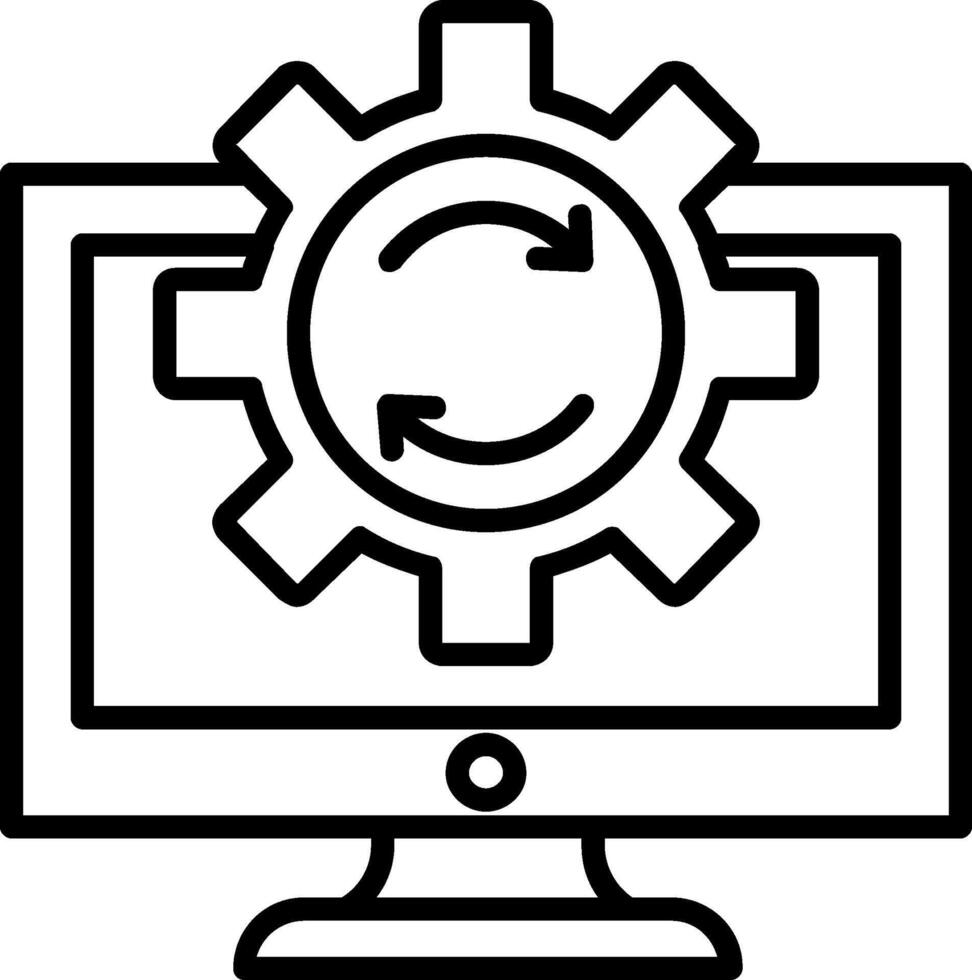 icono de línea de procesamiento de datos vector