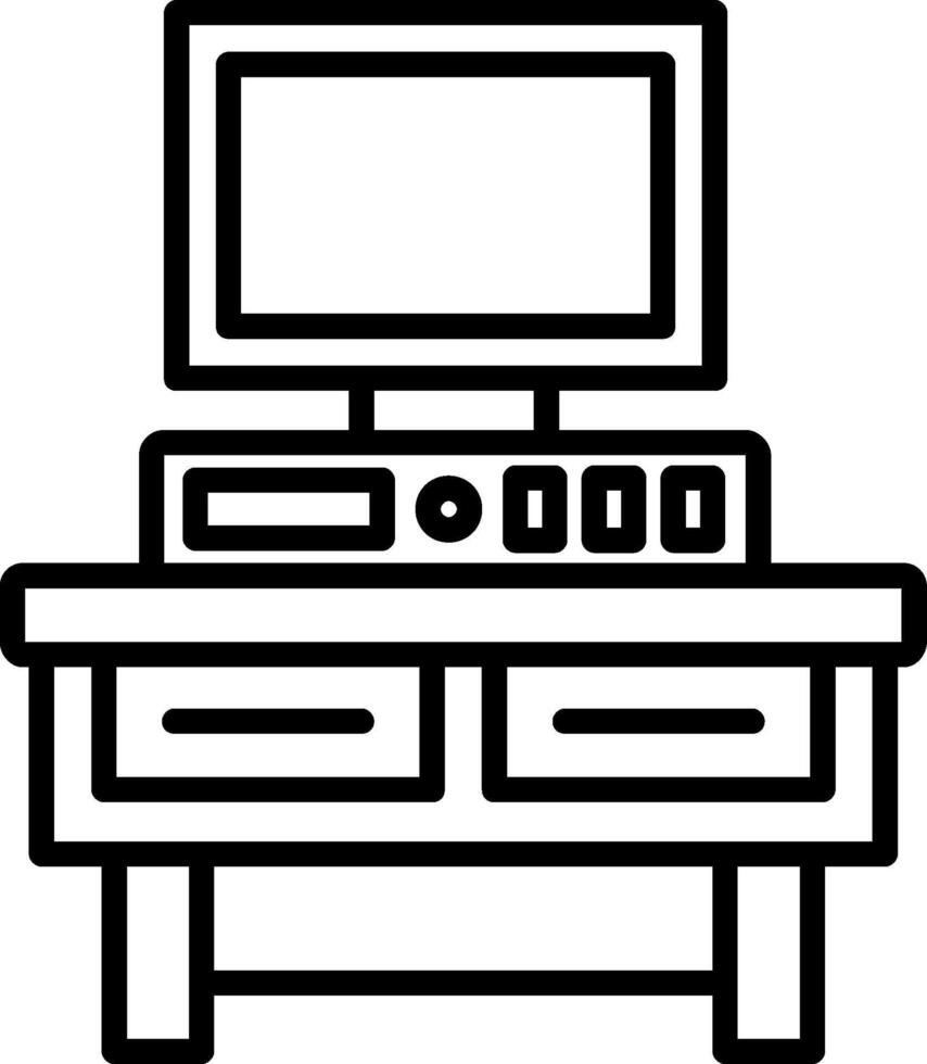 Computer Desk Line Icon vector