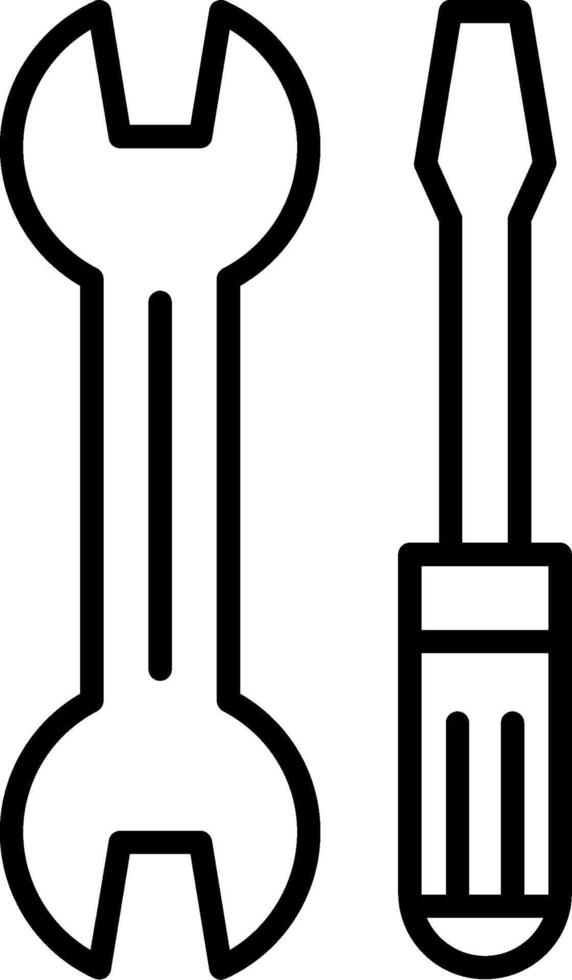 Wrench and Screw Driver Line Icon vector