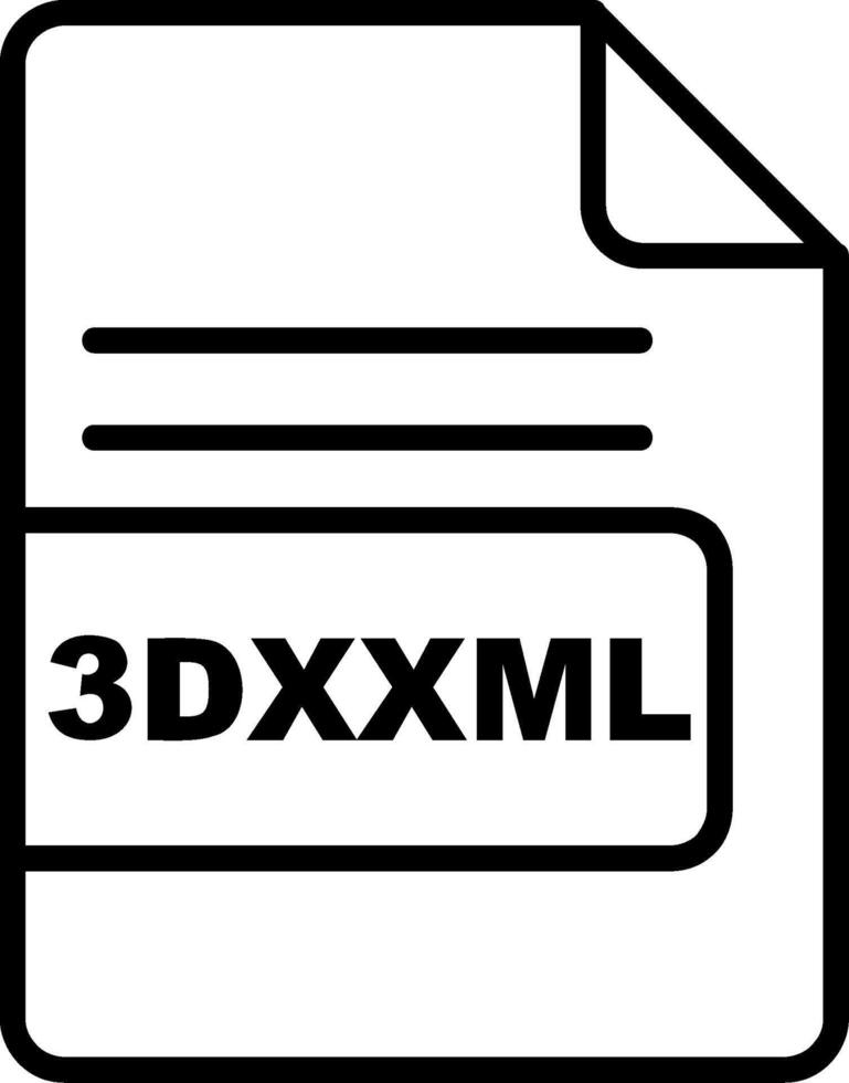 3DXXML File Format Line Icon vector