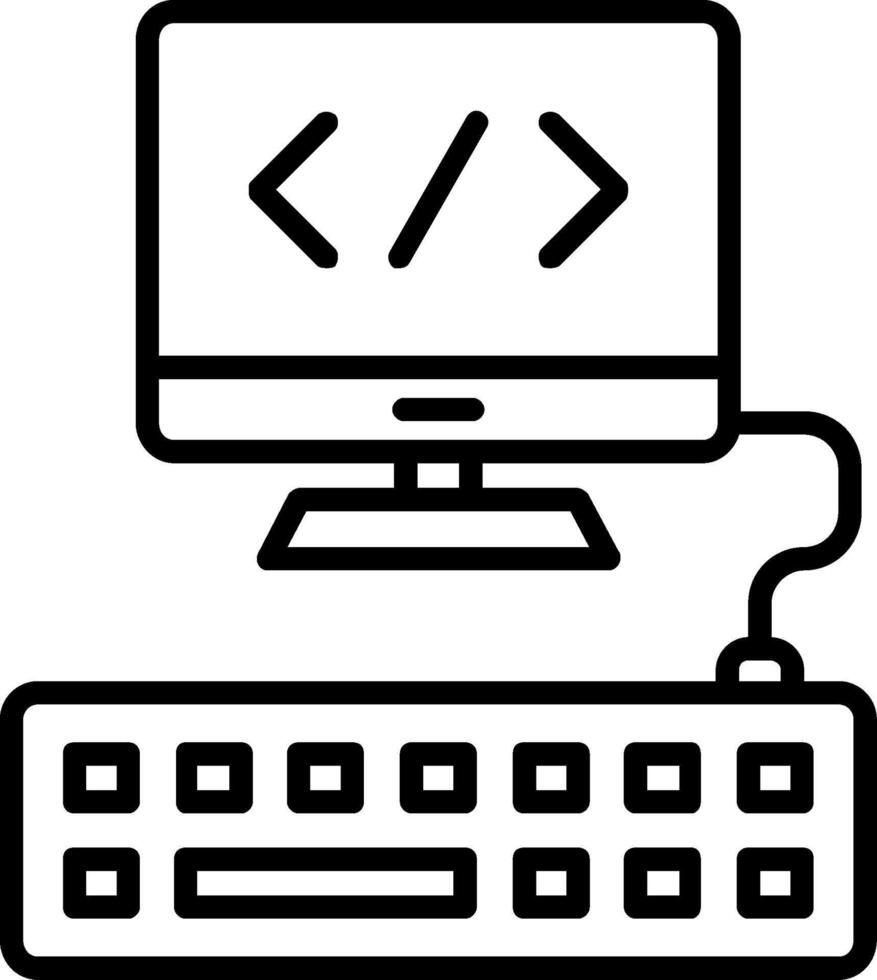 icono de línea de programación web vector