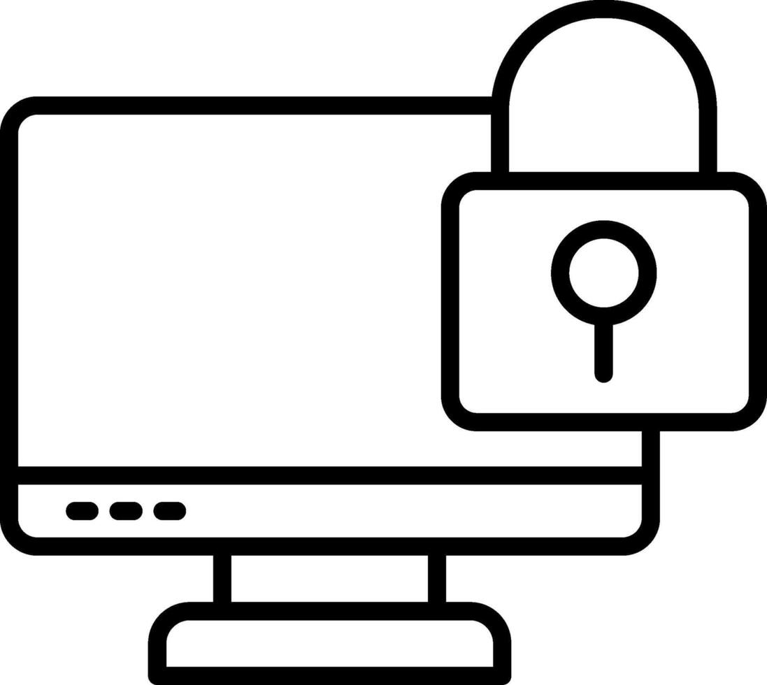 Locked Computer Line Icon vector