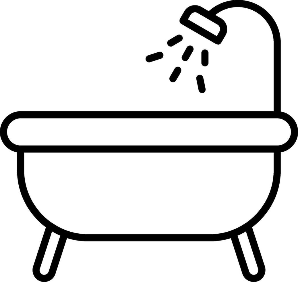 icono de línea de bañera vector