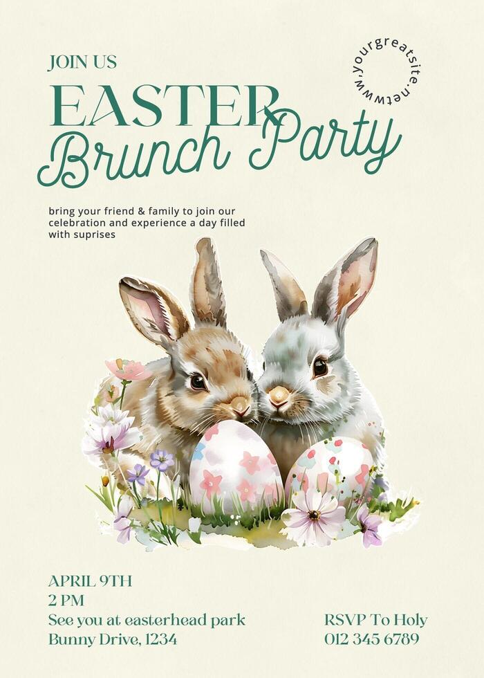 easter brunch party invitation  template