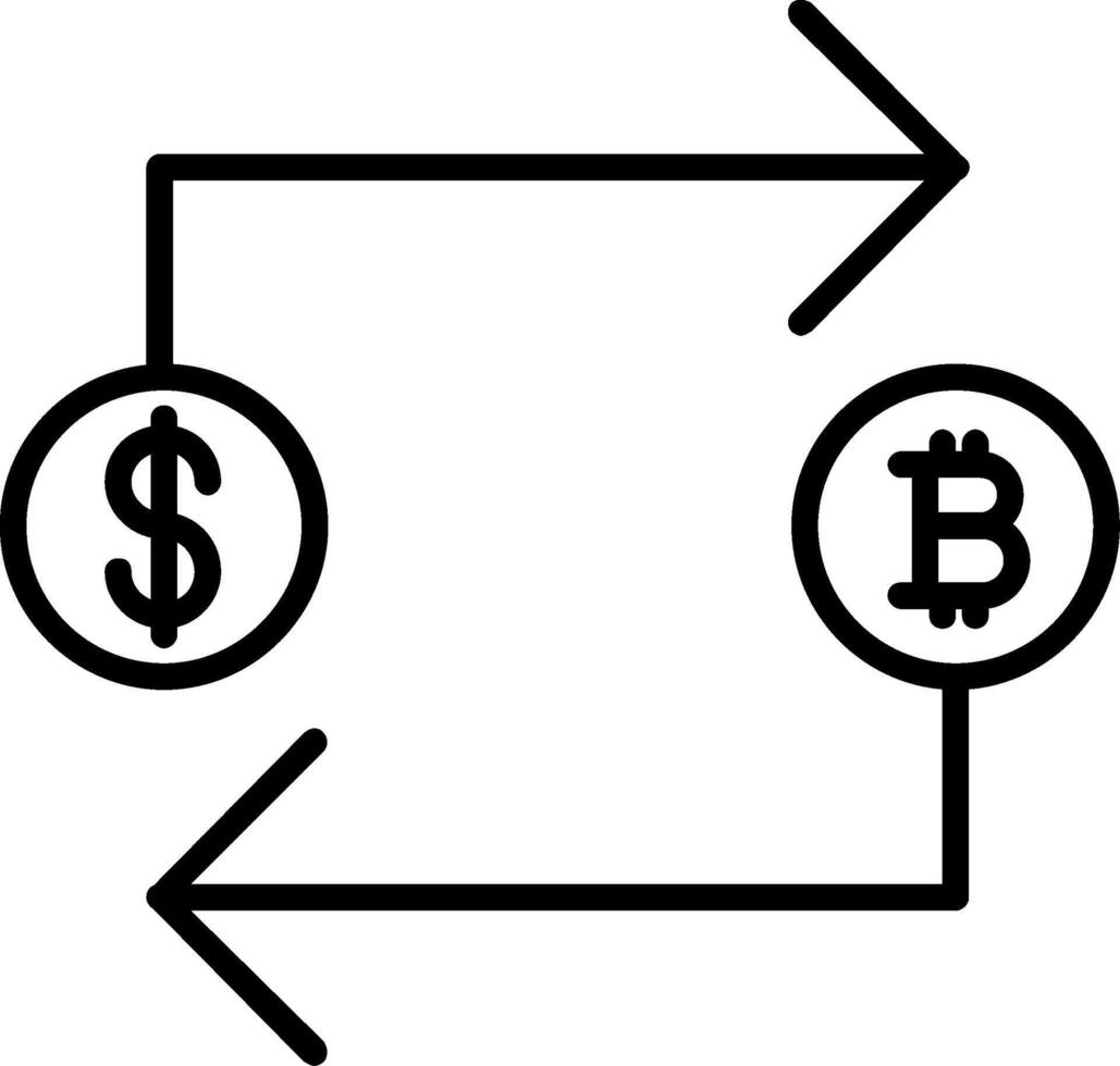 bitcoin intercambiar línea icono vector