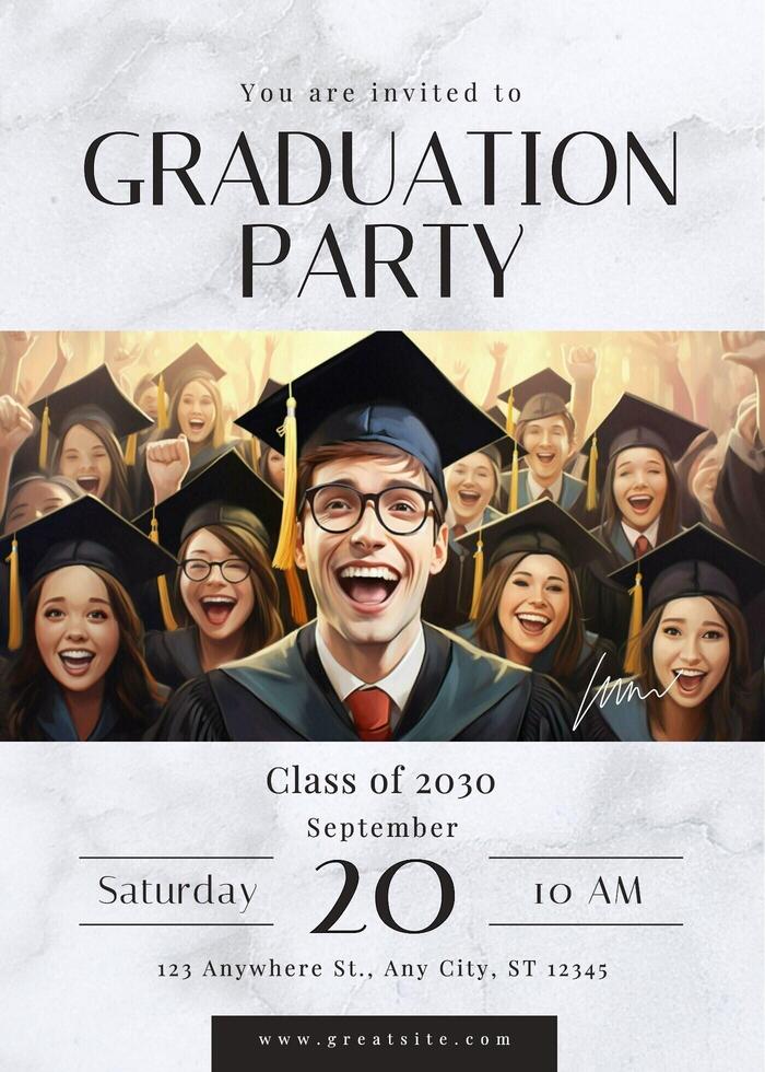 Minimalist Graduation Party Invitation Card template
