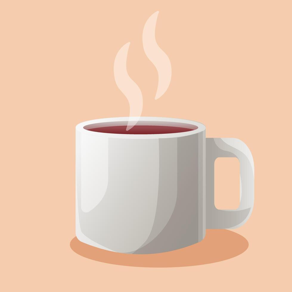 taza de un té, Bebiendo, desayuno, caliente bebida de té ilustración en aislado antecedentes. vector