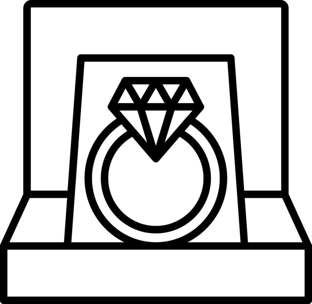 icono de línea de anillo de diamante vector