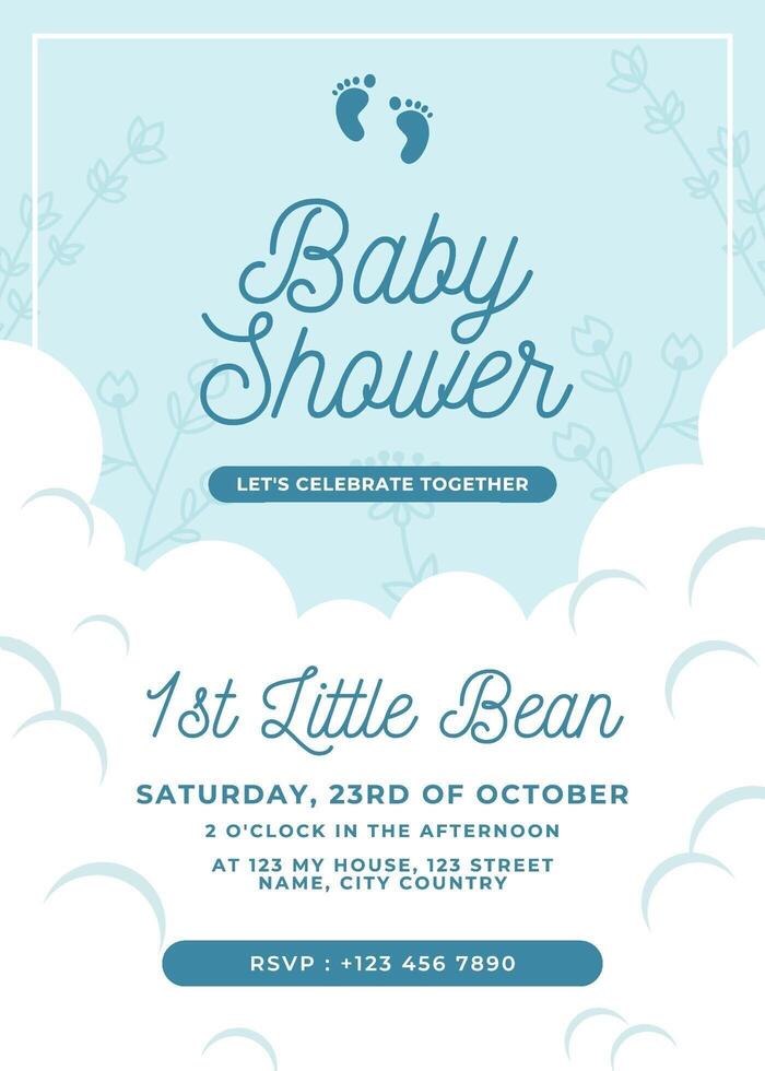 Blue Baby Shower for Boy Invitation Portrait template