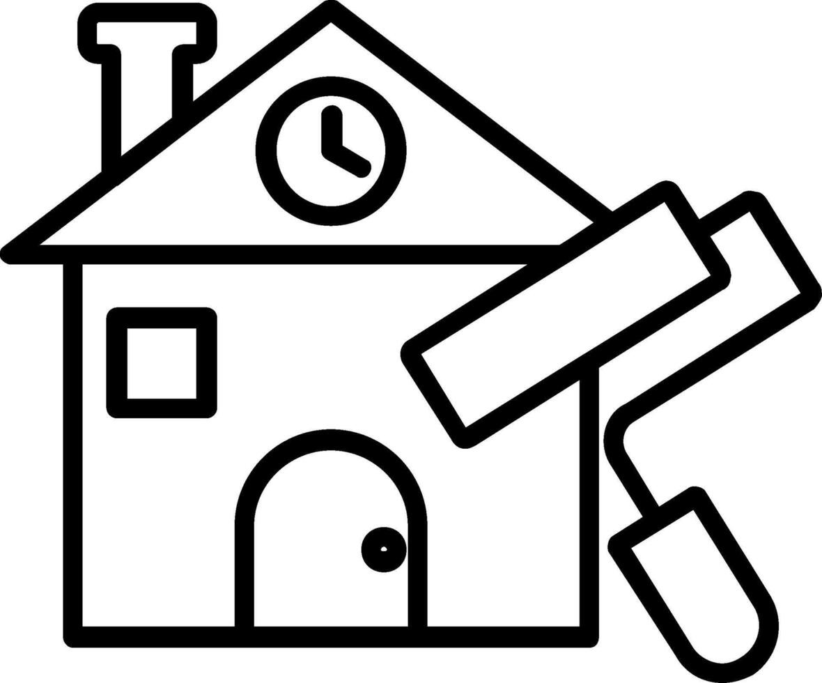 House Painting Line Icon vector