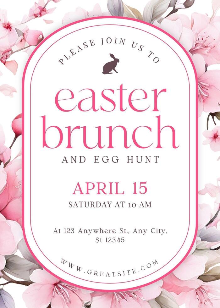 Pink White Minimalist Easter Brunch Invitation Card template