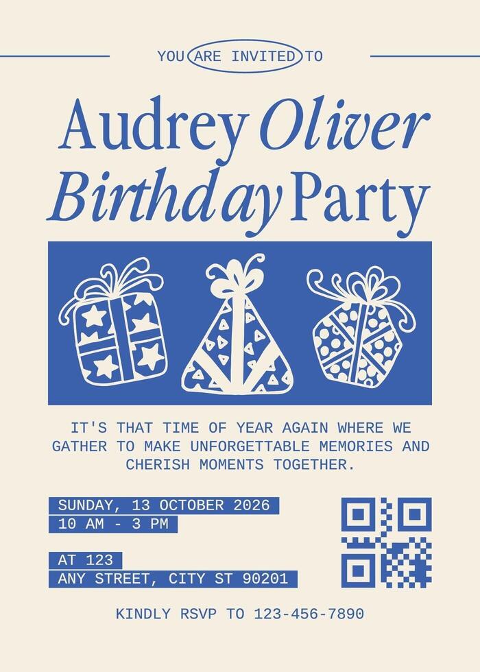 Blue Modern Birthday Party Invitation template