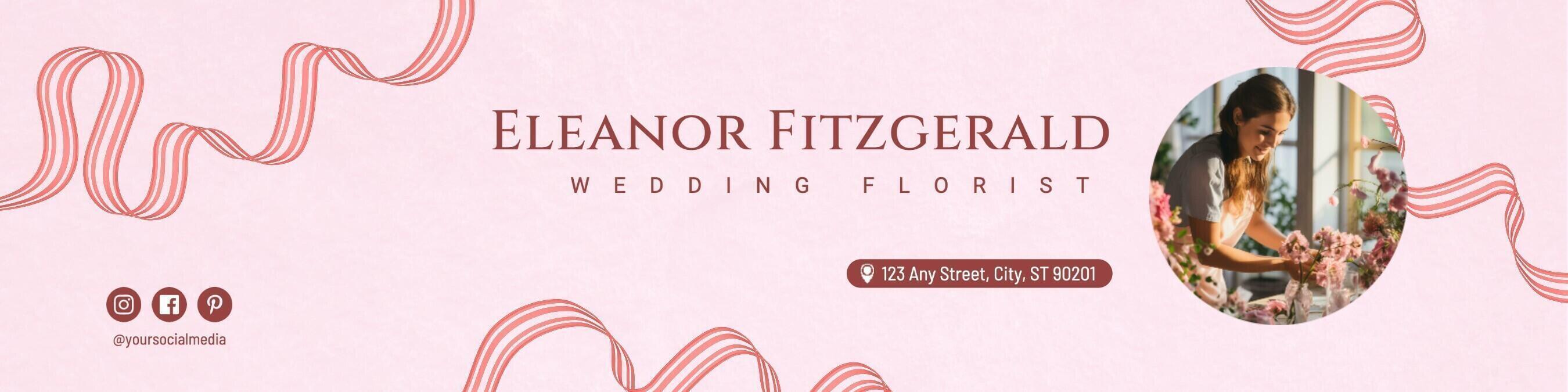 Pink Simpel Wedding Florist Linkedin Banner template