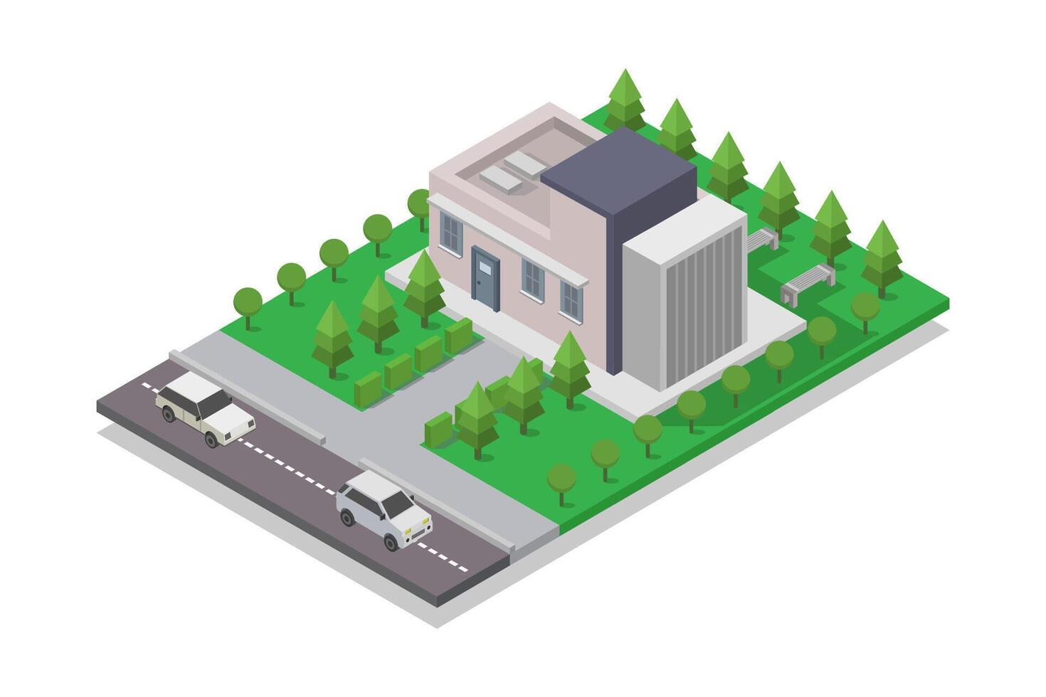 Modern house isometric on white background vector