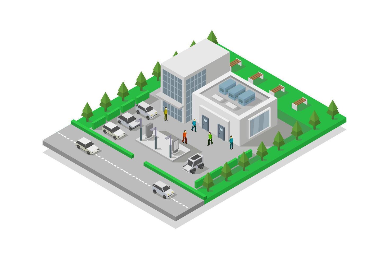 City store isometric on white background vector