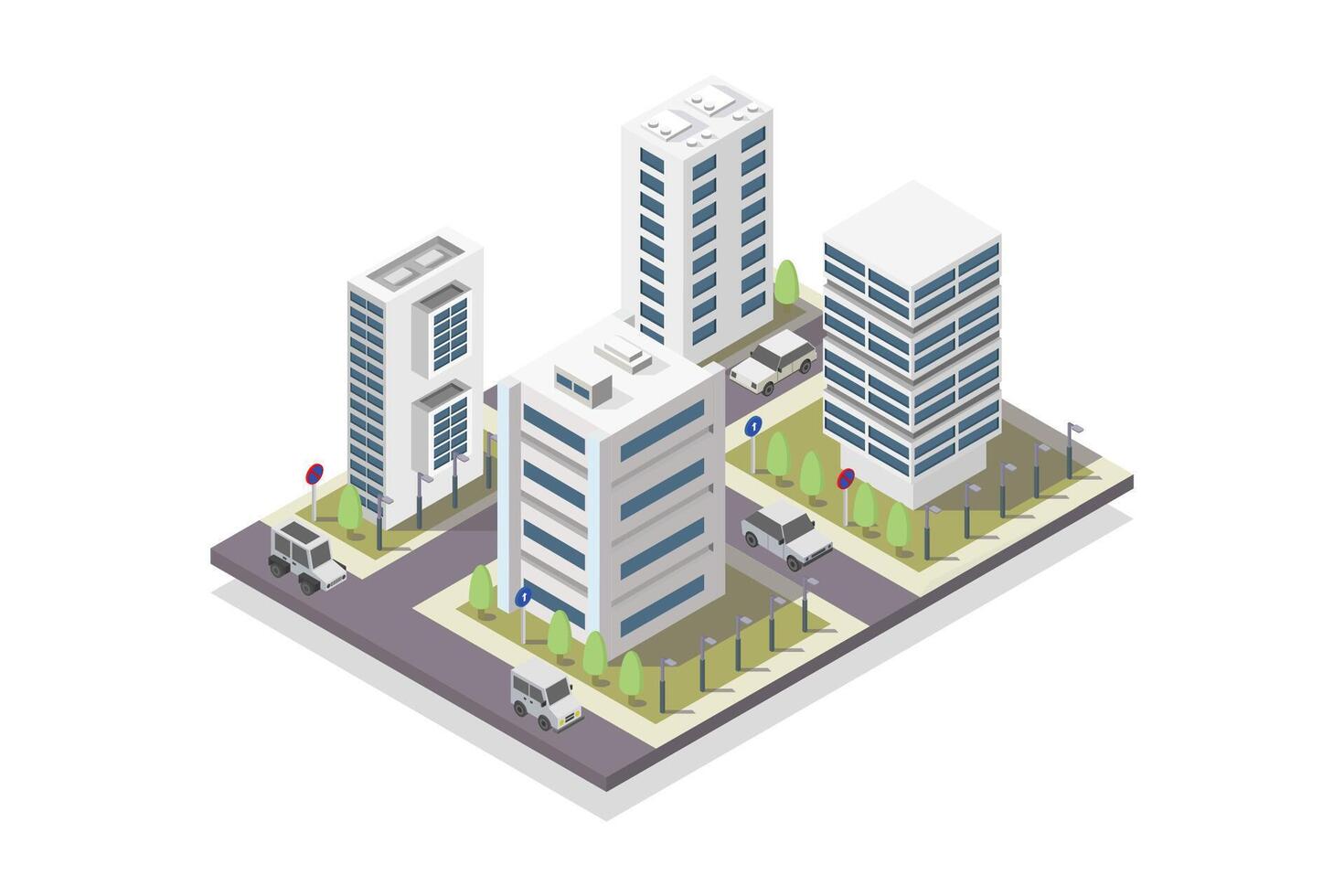 City isometric on white background vector