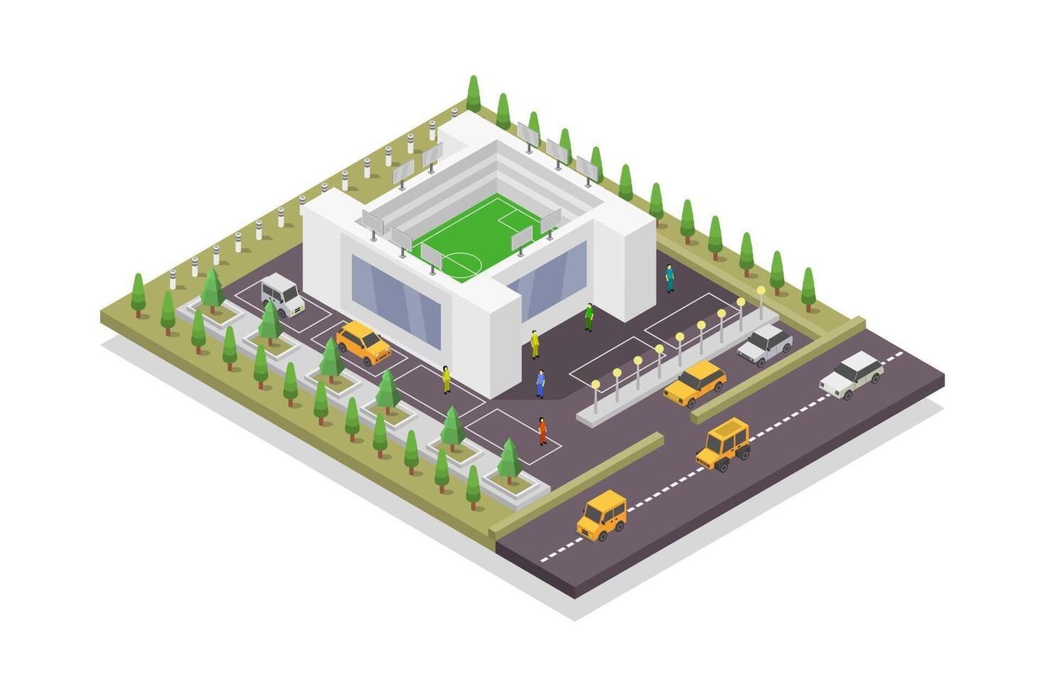 Isometric stadium building on white background vector