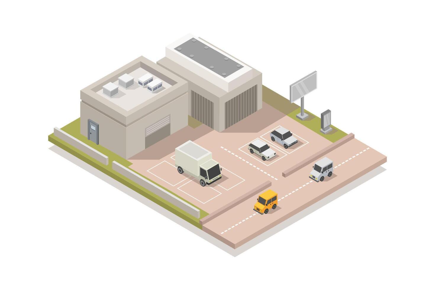 Tire service building isometric on white background vector
