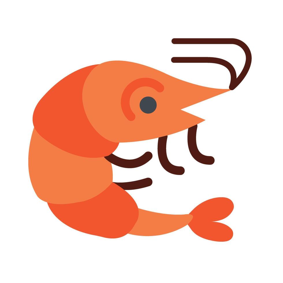 Shrimp Flat Icon Design vector