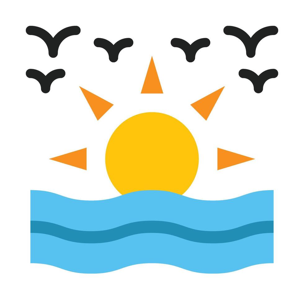 Sunset Flat Icon Design vector