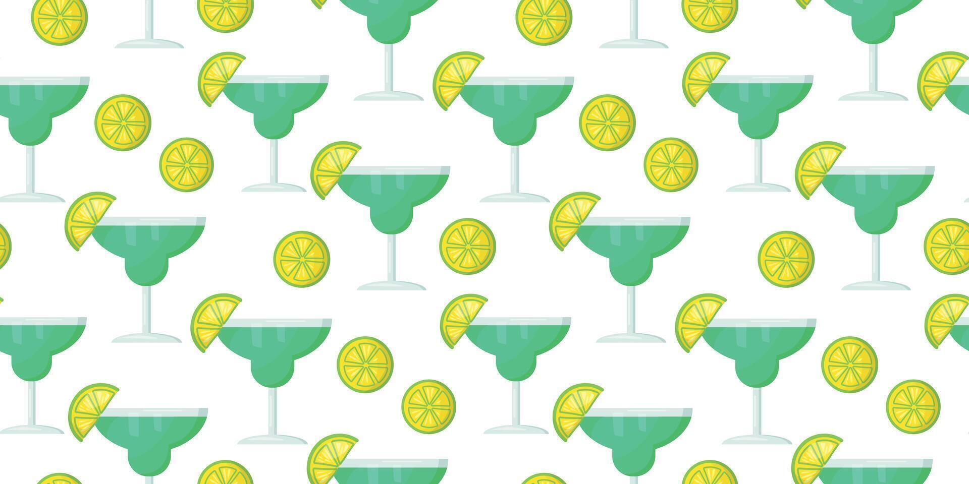 Margarita cocktail with slice of lime background. vector