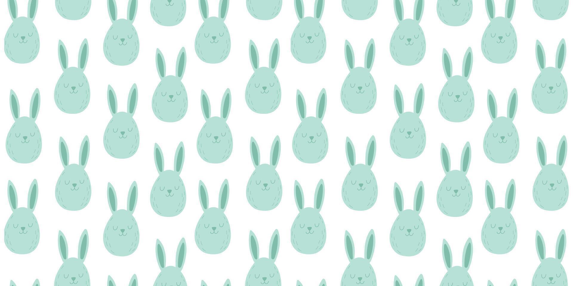 Cute blue rabbit seamless pattern. vector