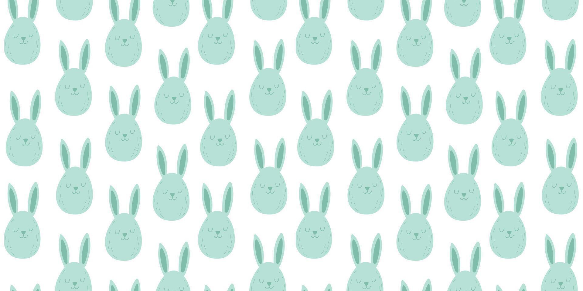 Cute blue rabbit seamless pattern. vector